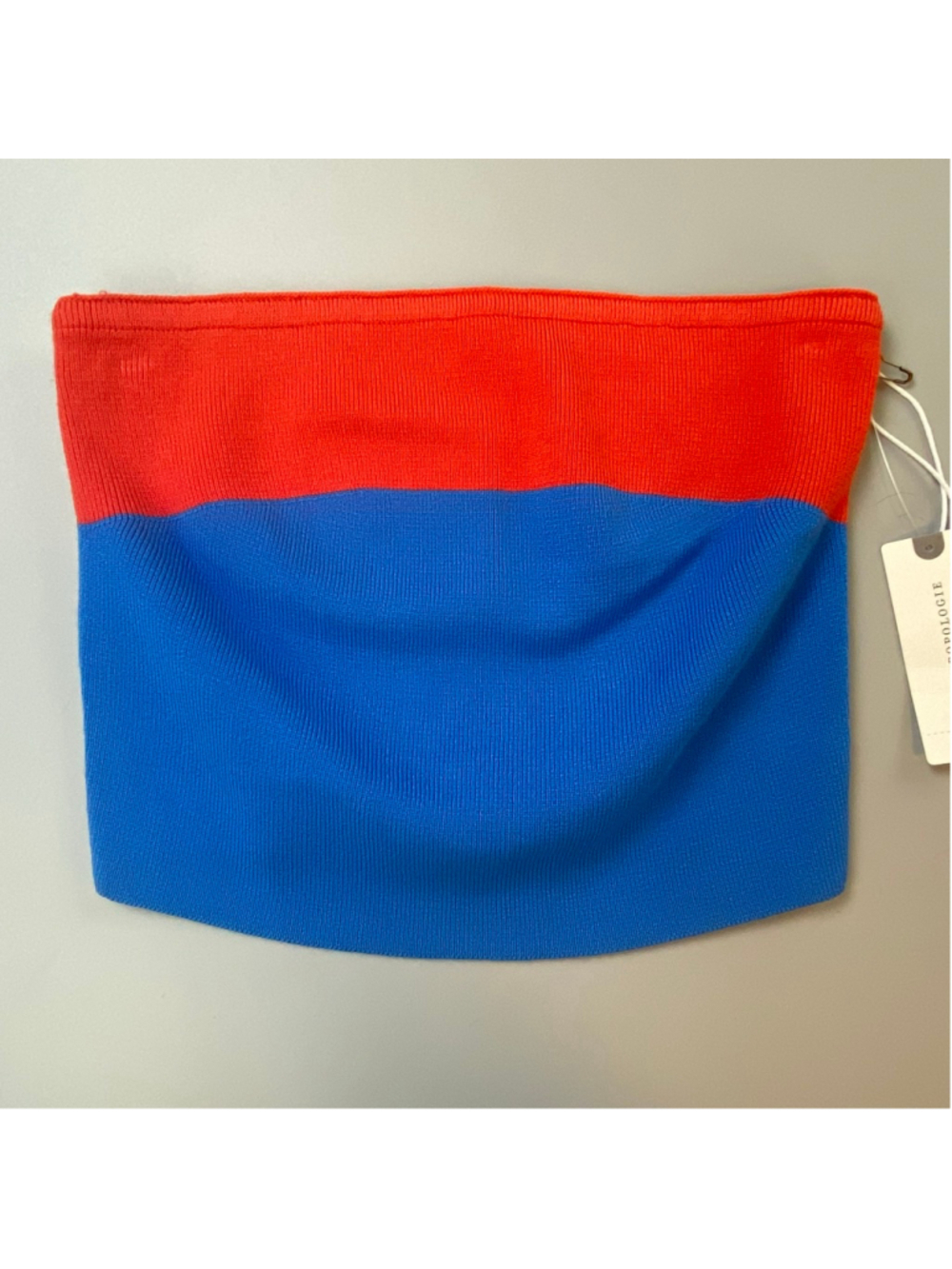 Anthropologie Bandeau XS Red Blue Colorblock Knit Crop Tube Top Primary Pop New